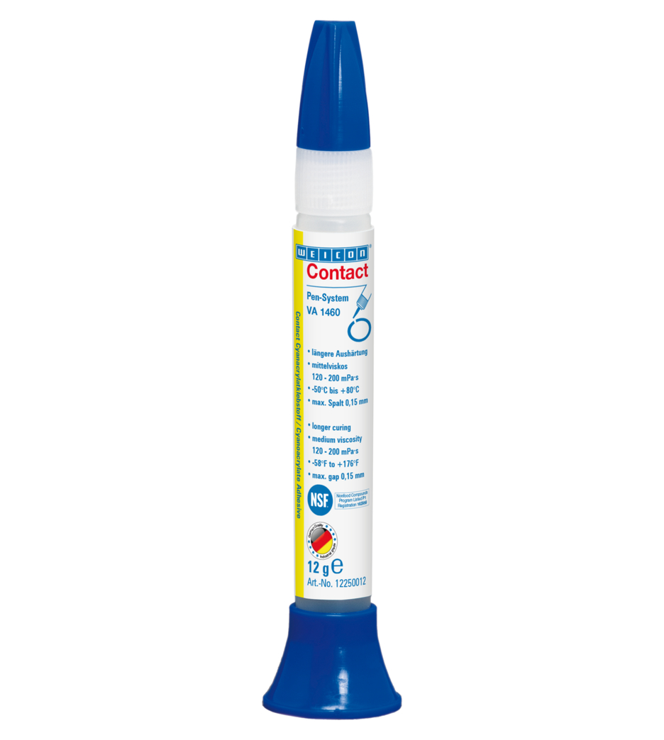 Adesivo Cianoacrilato WEICON Contato VA 1460 | adesivo instantâneo resistente à humidade com viscosidade média