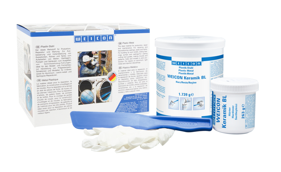 WEICON Cerâmico BL | sistema de resina epóxi com carga mineral para uma proteção extrema contra o desgaste e uma elevada resistência à abrasão