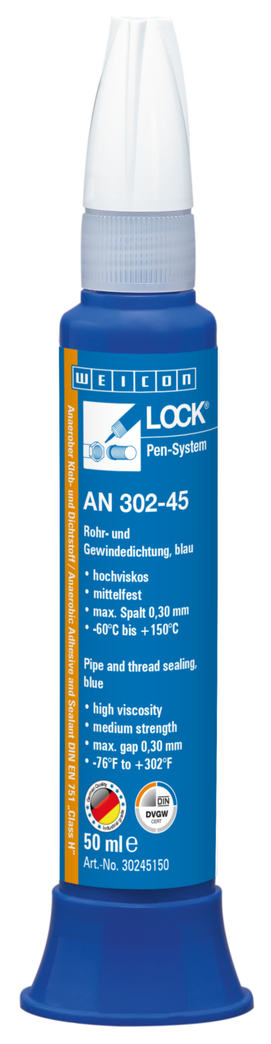 WEICONLOCK® AN 302-45 Vedante de Tubos e Roscas | para roscas grossas, resistência média, com aprovação DVGW