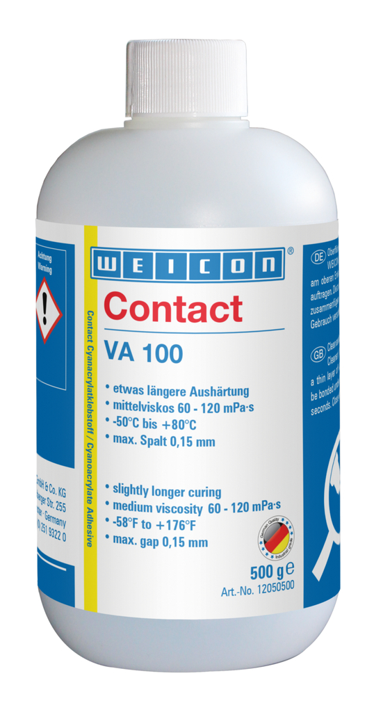 Adesivo Cianoacrilato WEICON Contato VA 100 | adesivo instantâneo para metal, plástico e borracha