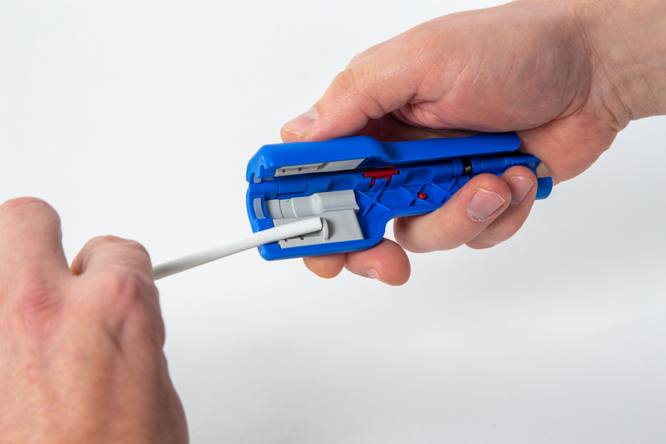 Coax-Stripper No 1 F Plus - para cabos mini ou midi coaxiais | para descarnar e retirar cabos coaxiais inclui auxiliar de destorcer