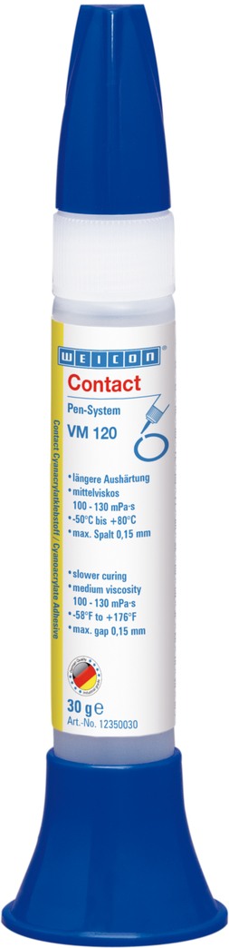 Adesivo Cianoacrilato WEICON Contato VM 120 | adesivo instantâneo de viscosidade média para metal