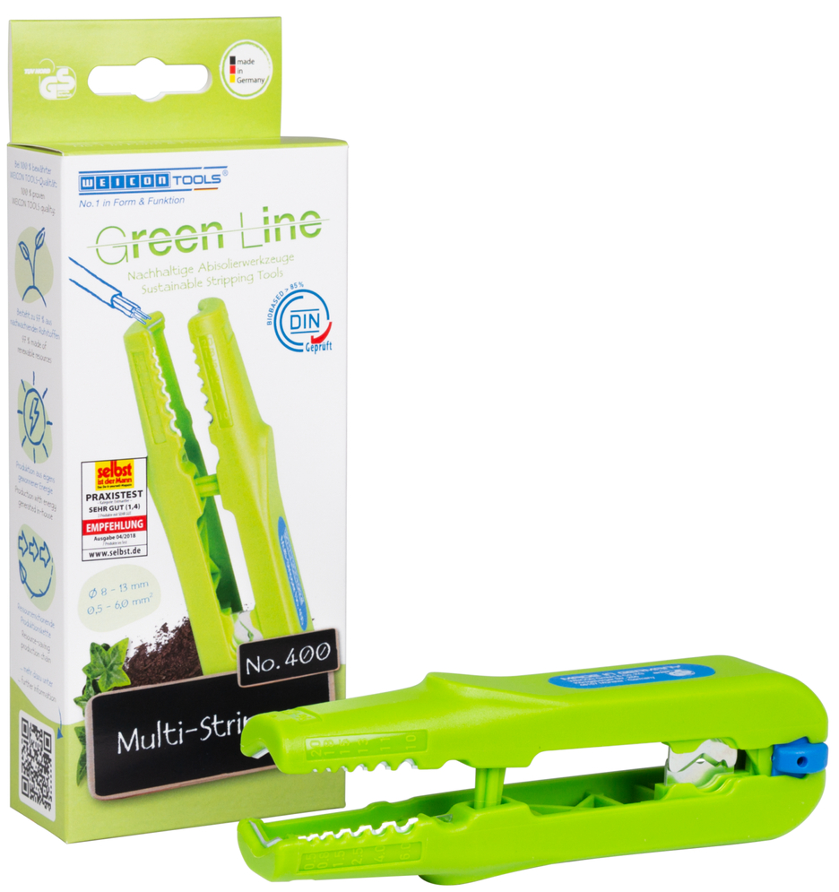 Multi-Stripper No. 400  Green Line | ferramenta de descarne sustentável I descarnador multifuncional, intervalo de trabalho descarne 0,5 - 6,0 mm² I diâmetro descarne 8 - 13 mm Ø I Multifuncional com 4 funções