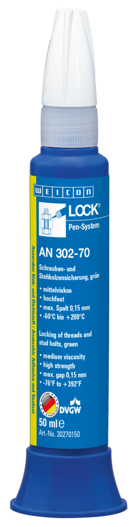 WEICONLOCK® AN 302-70 Fixador de Roscas e de Pinos Roscados | resistência elevada, viscosidade elevada, com aprovação para água potável