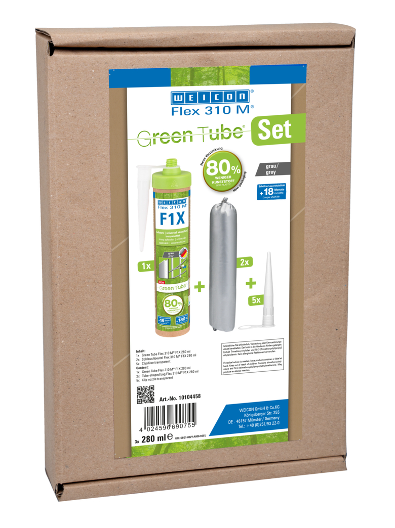 Flex 310 M® F1X Green Tube | Adesivo e vedante à base de polímeros MS com uma aderência inicial muito elevada, resistente a temperaturas até +180°C