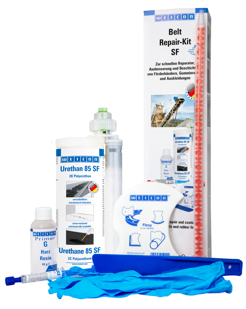 Kit para Reparação de Correias SF | composto de reparação e revestimento de poliureia de cura rápida para superfícies de borracha, embalagem de trabalho
