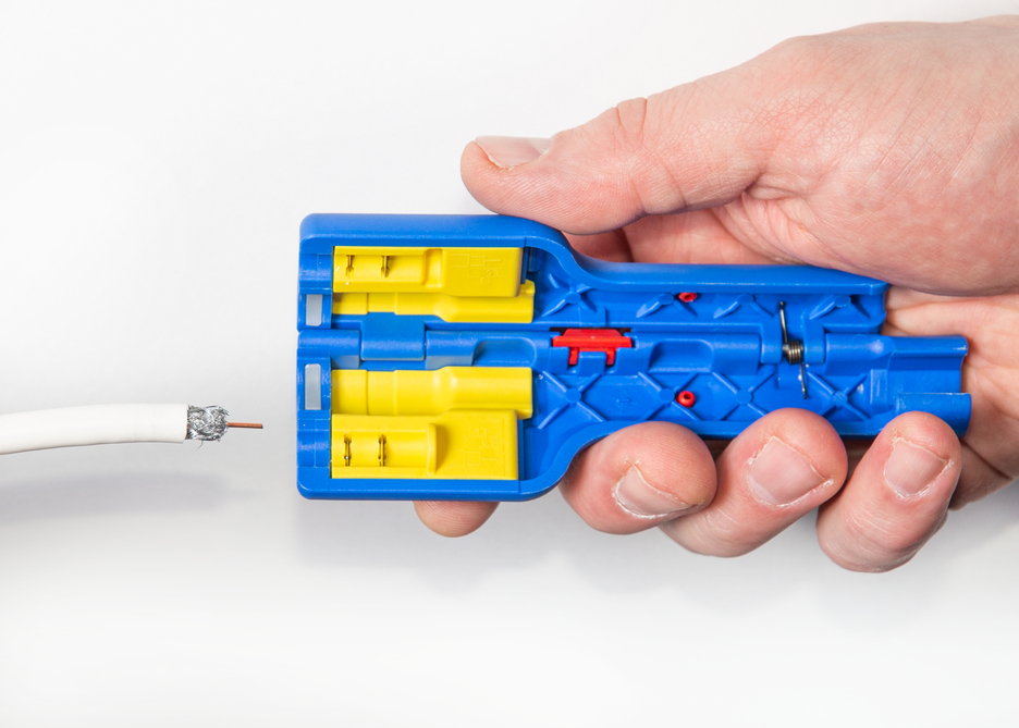Coax-Stripper No 1 F Plus - adequado para conectores de compressão F | para descarnar e retirar cabos coaxiais inclui auxiliar de destorcer