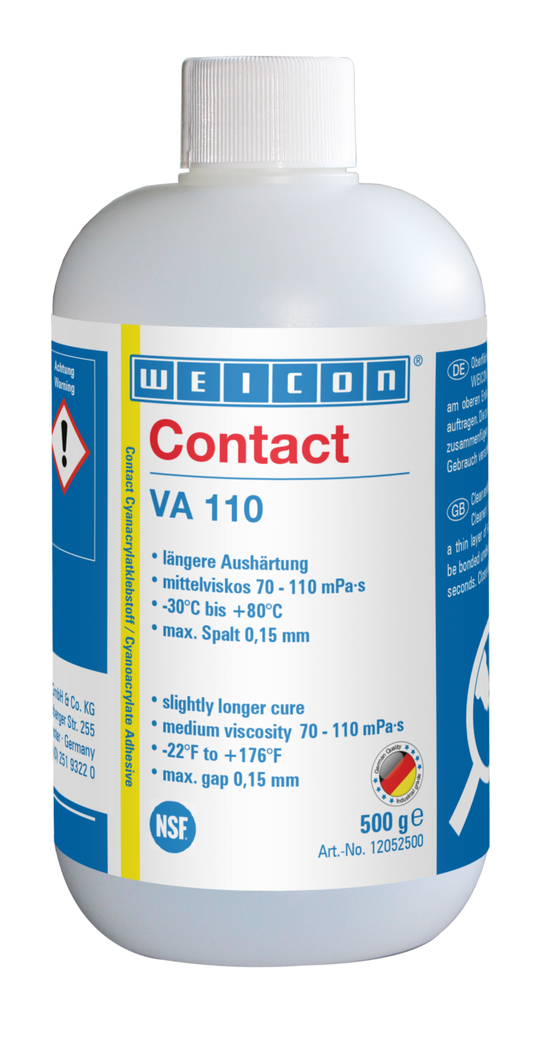 Adesivo Cianoacrilato WEICON Contato VA 110 | adesivo instantâneo para o sector alimentar e da água potável