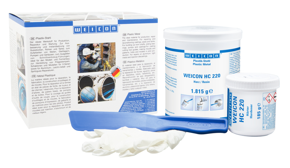 WEICON Cerâmico HC 220 | sistema de resina epóxi com carga cerâmica resistente a altas temperaturas para revestimento de proteção contra o desgaste