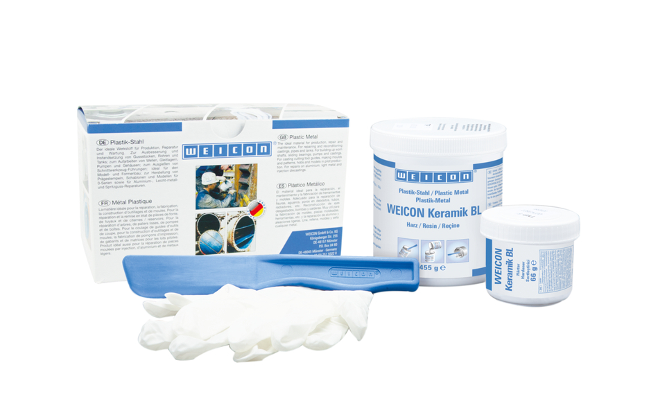 WEICON Cerâmico BL | sistema de resina epóxi com carga mineral para uma proteção extrema contra o desgaste e uma elevada resistência à abrasão