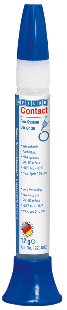 Adesivo Cianoacrilato WEICON Contato VA 8406 | adesivo instantâneo para uma fixação e colagem rápida