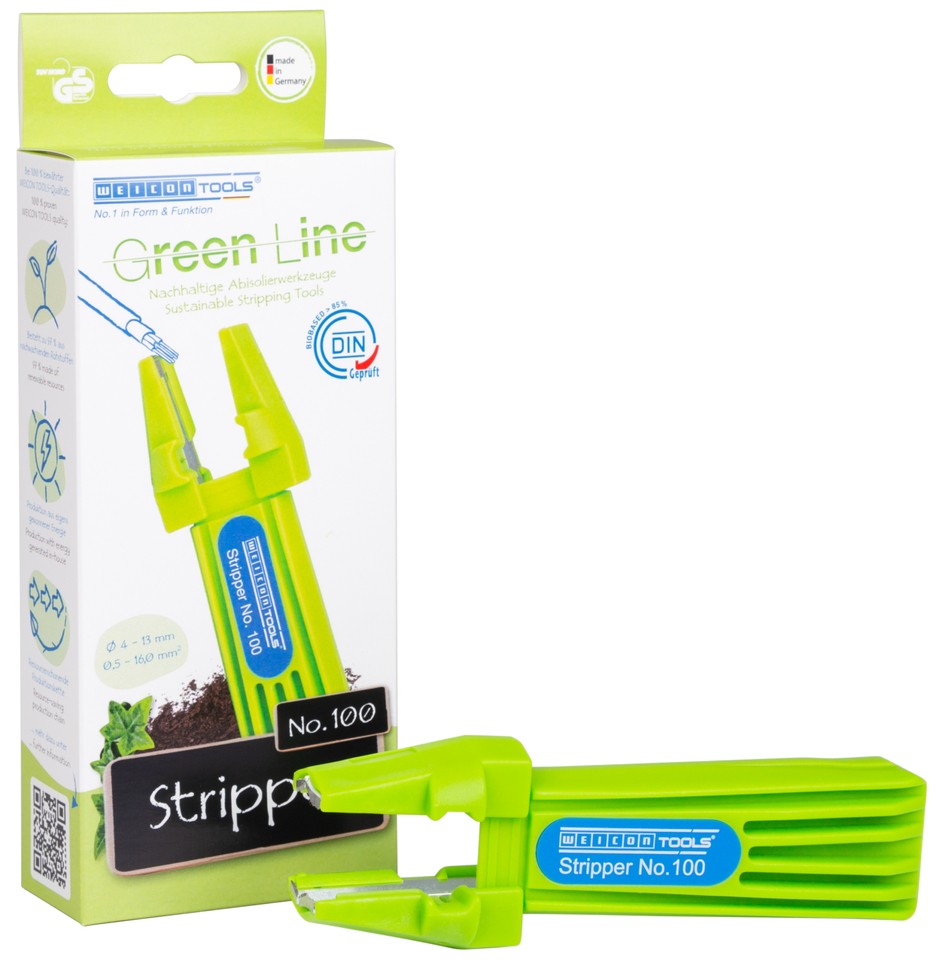 Stripper No. 100 Green Line | ferramenta de descarne sustentável I descarnador multifuncional, intervalo de trabalho 0,5 - 16 mm² / 4 - 13 mm Ø