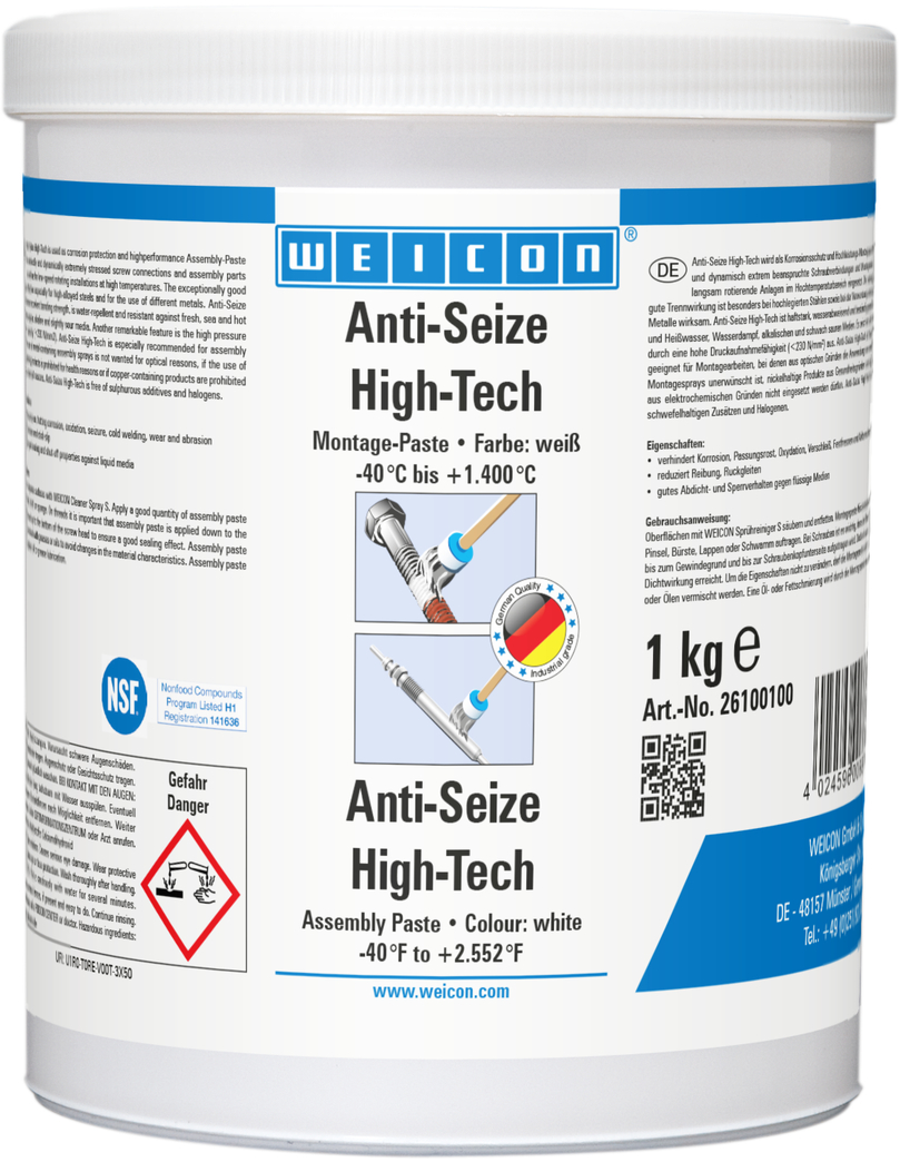 Pasta de Montagem Anti-Seize High-Tech | pasta lubrificante e desmoldante sem metal