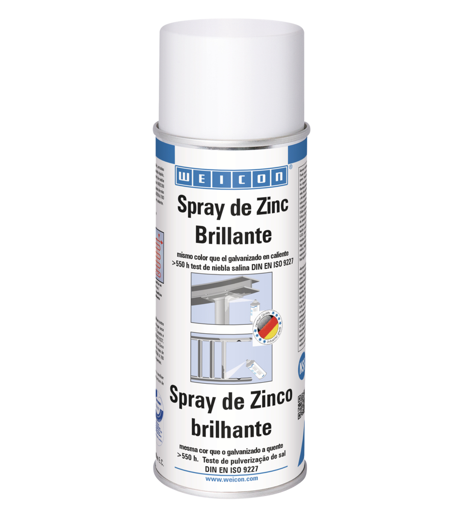 Spray de Zinco Brilhante | proteção catódica contra a corrosão com aprovação para utilização no sector alimentar