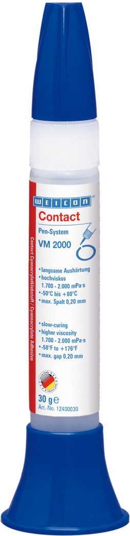 Adesivo Cianoacrilato WEICON Contato VM 2000 | adesivo instantâneo para metal de viscosidade elevada