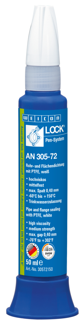 WEICONLOCK® AN 305-72 Vedante de Tubos e Flanges | com PTFE, resistência média, com aprovação para água potável
