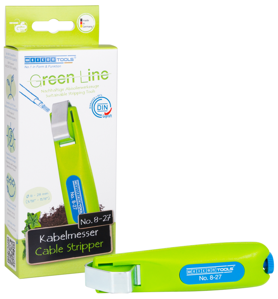 Descarnador de Cabos No. 8 - 27 Green Line | ferramenta de descarne sustentável I diâmetro de trabalho 8 - 28 mm Ø