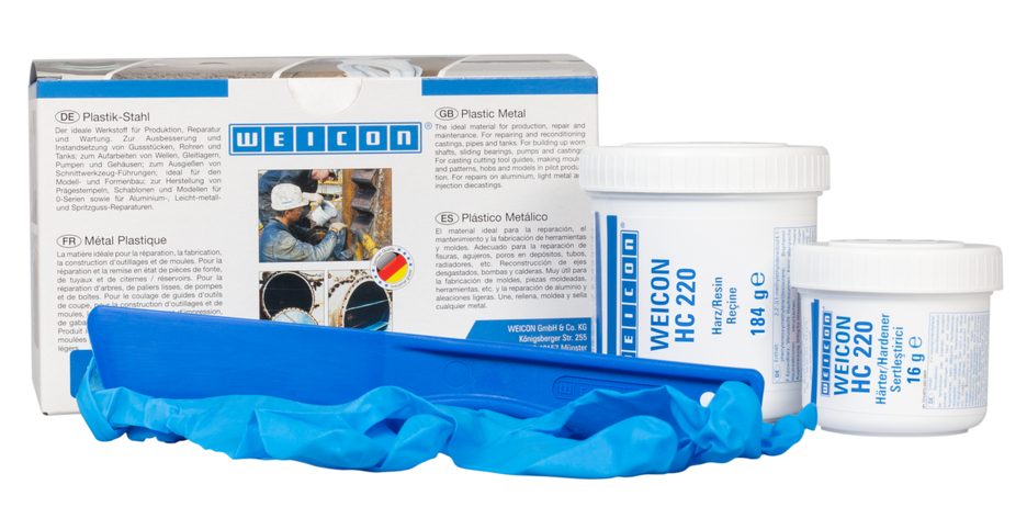 WEICON Cerâmico HC 220 | sistema de resina epóxi com carga cerâmica resistente a altas temperaturas para revestimento de proteção contra o desgaste