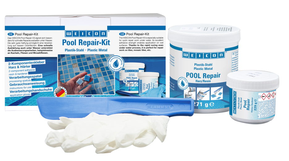 Kit para Reparação de Piscinas WEICON | trabalhos rápidos de reparação mesmo debaixo de água