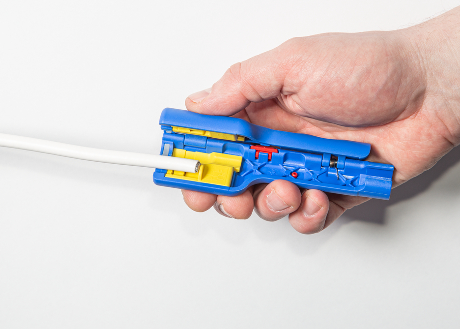Coax-Stripper No 1 F Plus - adequado para conectores de compressão F | para descarnar e retirar cabos coaxiais inclui auxiliar de destorcer