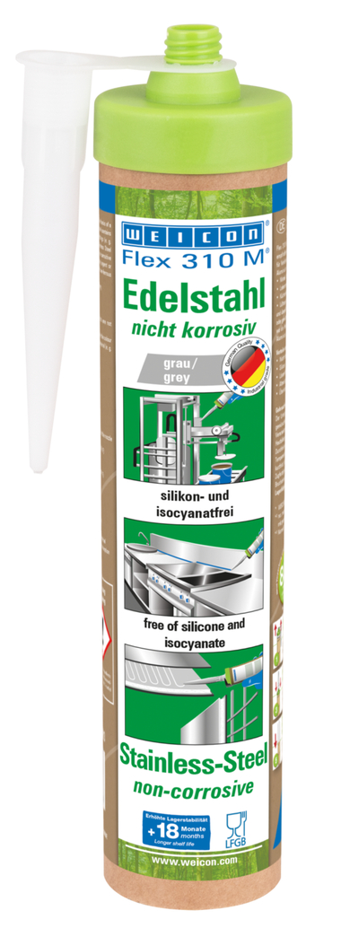 Flex 310 M® Aço Inoxidável | adesivo e vedante com elevada resistência inicial e aspeto metálico, à base de Polímero-MS
