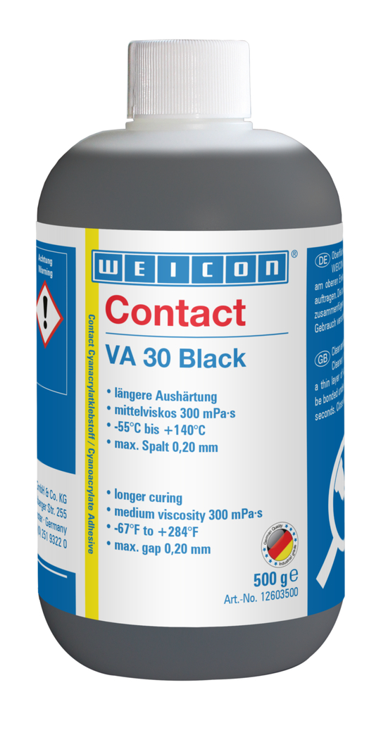 Adesivo Cianoacrilato VA Contato 30 Black | adesivo instantâneo de viscosidade média, com enchimento de borracha