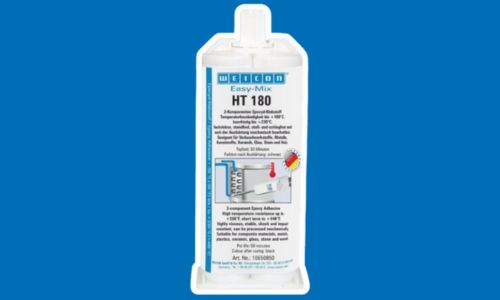 Adesivo epóxi sobre fundo azul