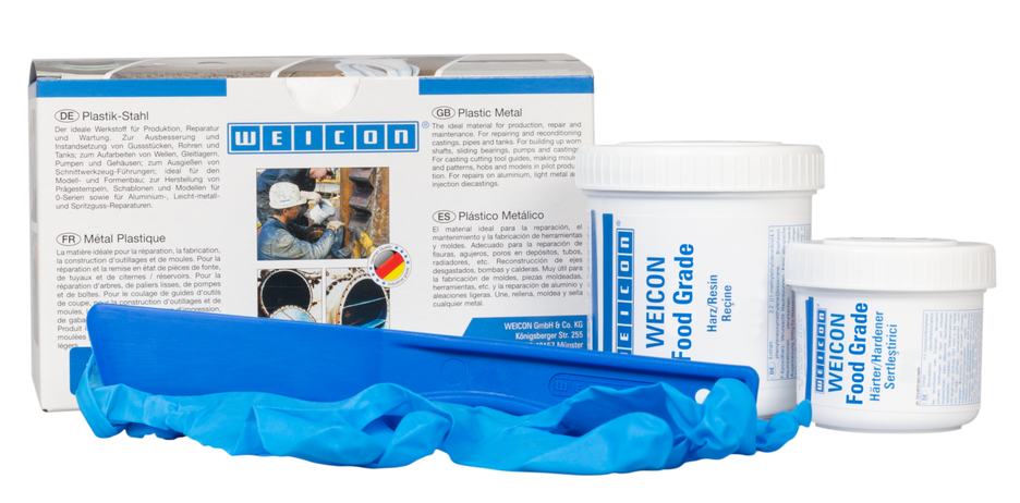 WEICON Food Grade | sistema de resina epóxi com carga mineral para proteção contra o desgaste, aprovação alimentar