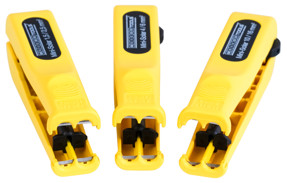 Mini-Solar 10/16 mm² | para esfolar e descarnar cabos fotovoltaicos comuns I gama de trabalho 10 & 16 mm²