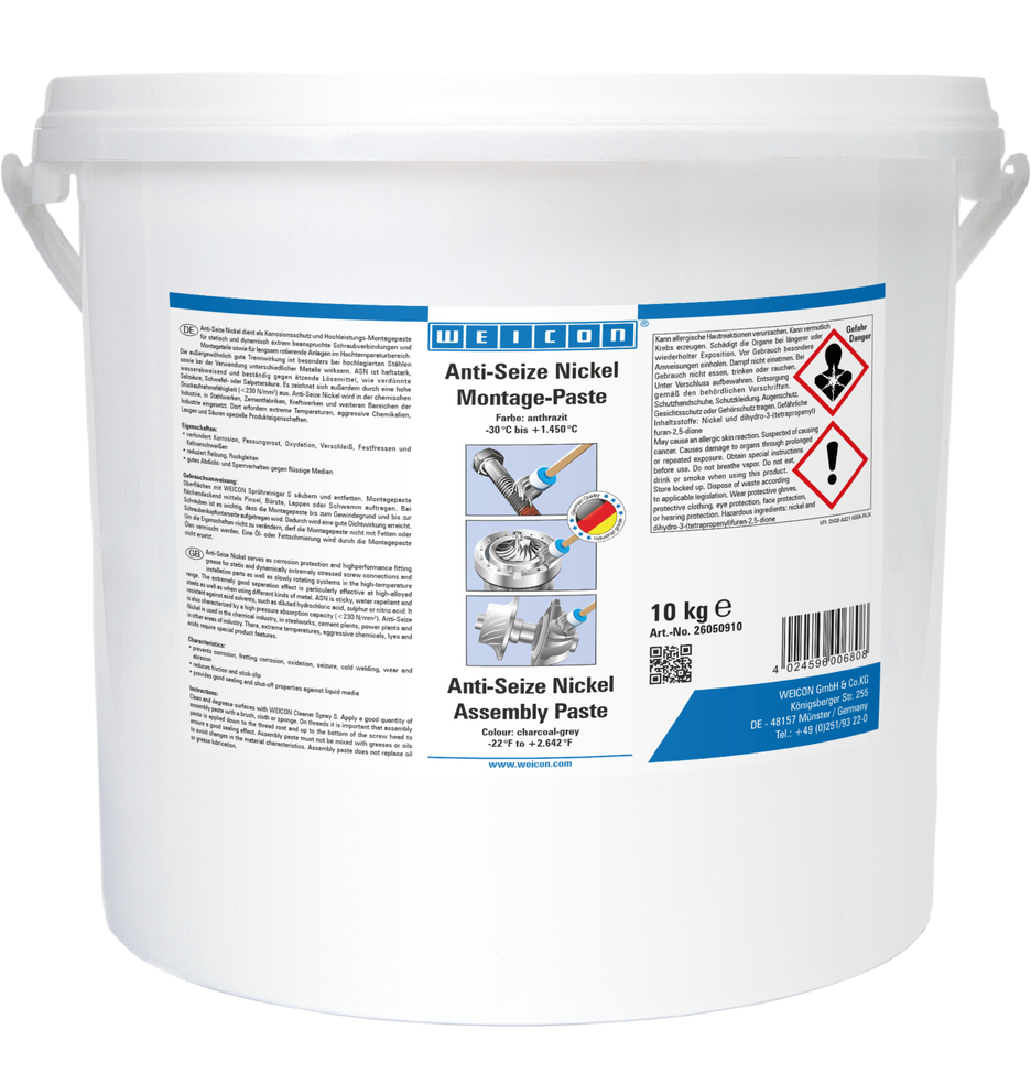 Pasta de Montagem Anti-Seize Níquel | pasta lubrificante e desmoldante, resistente a altas temperaturas