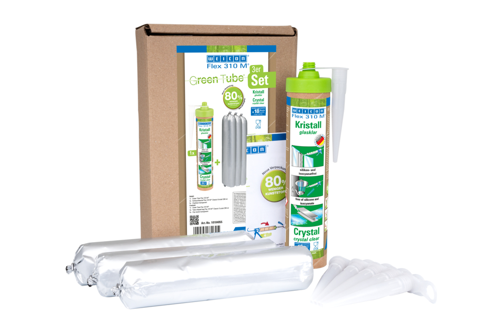 Polímero MS Flex 310 M® Cristal | adesivo elástico à base de MS-Polymer em embalagens Presspack para um trabalho sem muito esforço