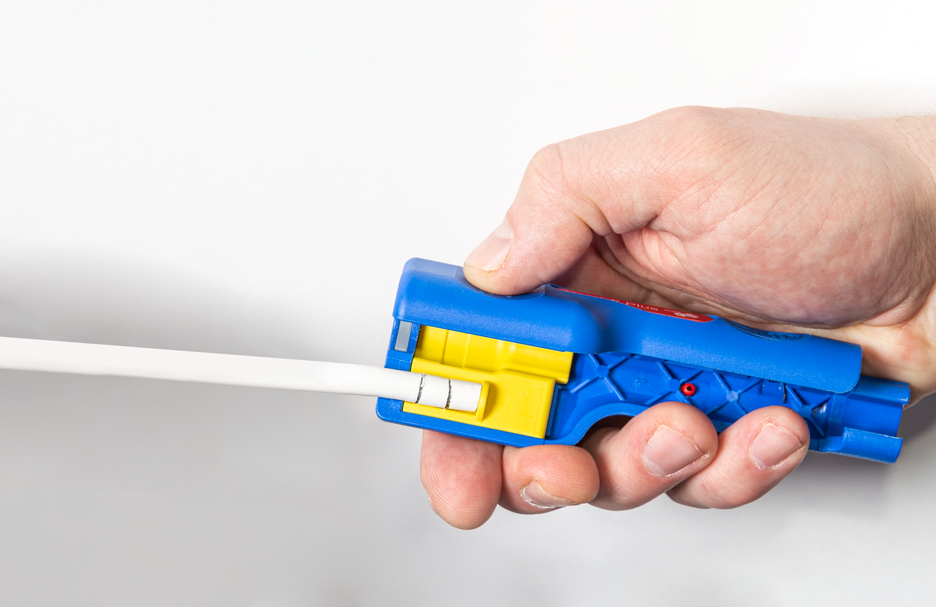 Coax-Stripper No 1 F Plus - adequado para conectores de compressão F | para descarnar e retirar cabos coaxiais inclui auxiliar de destorcer