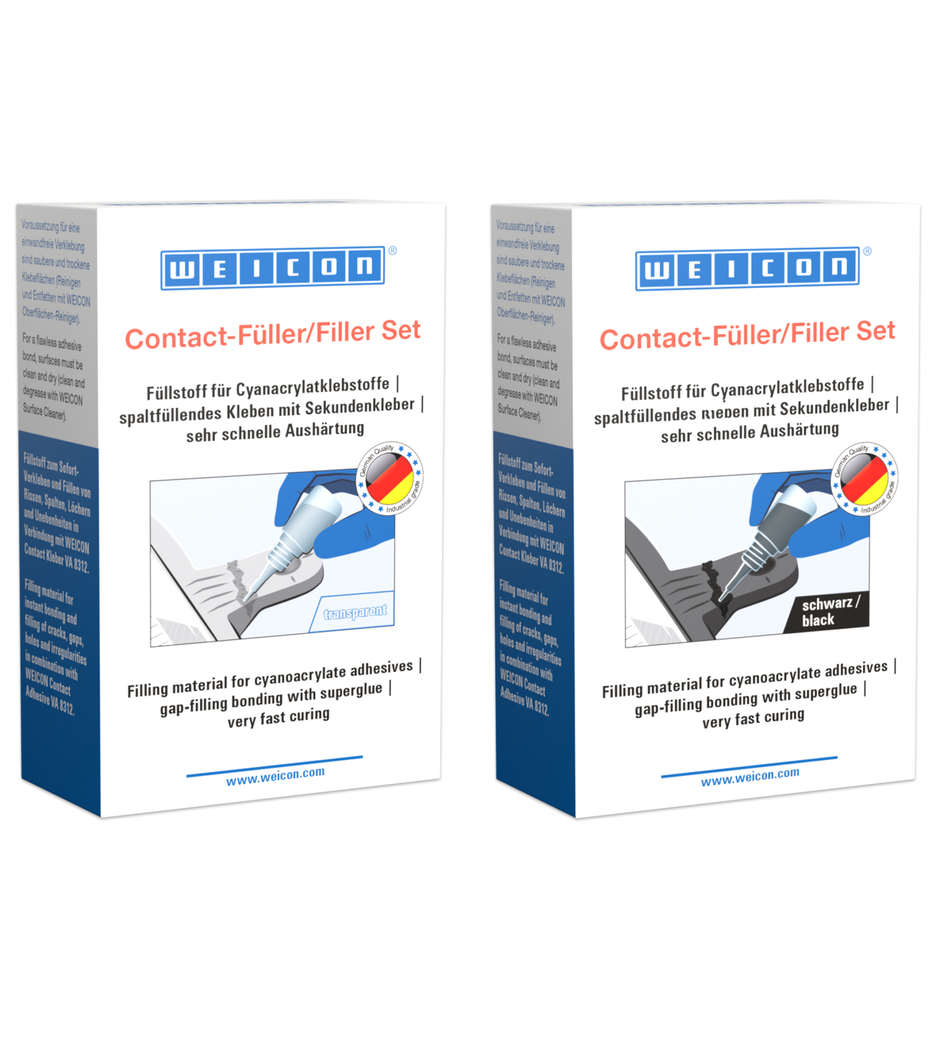 Kit WEICON Contacto Enchimento | enchimento especial transparente e adesivo de cianoacrilato Contacto VA 8312