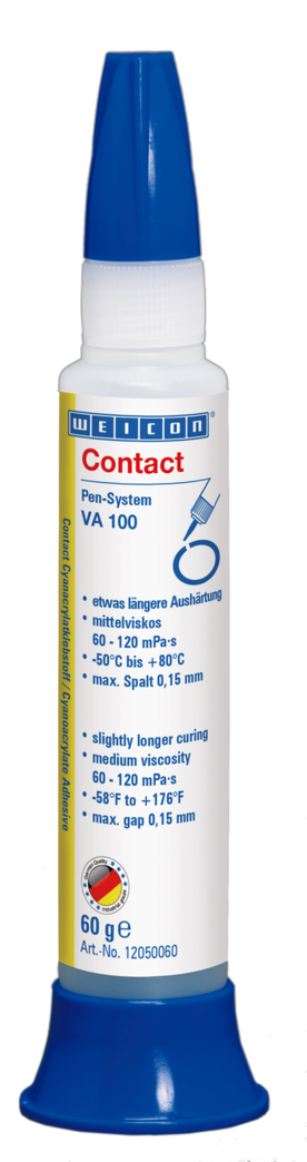 Adesivo Cianoacrilato WEICON Contato VA 100 | adesivo instantâneo para metal, plástico e borracha
