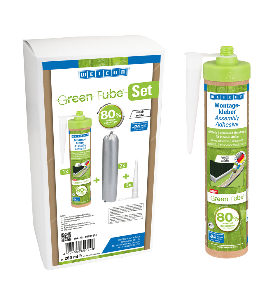 Adesivo de Montagem Green Tube | poderoso adesivo universal para utilização em ambientes interiores e exteriores