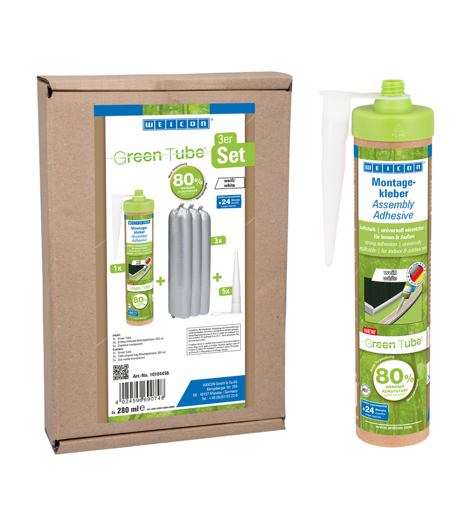 Adesivo de Montagem Green Tube | poderoso adesivo universal para utilização em ambientes interiores e exteriores