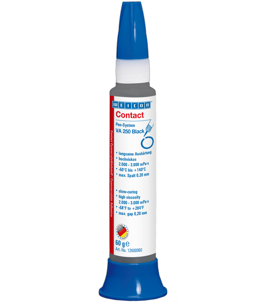 Adesivo Cianoacrilato VA Contato 250 Black | adesivo instantâneo de viscosidade elevada, com enchimento de borracha Adesivo Cianoacrilato VA Contato 250 Black | adesivo instantâneo de viscosidade elevada, com enchimento de borracha