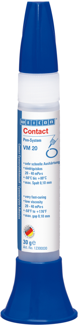 Adesivo Cianoacrilato WEICON Contato VM 20 | adesivo instantâneo de baixa viscosidade para metal