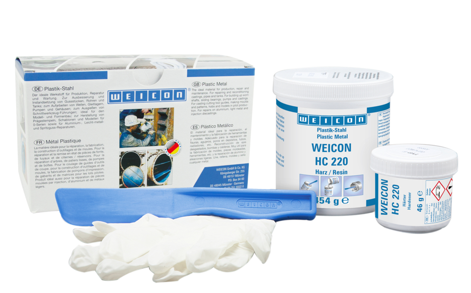 WEICON Cerâmico HC 220 | sistema de resina epóxi com carga cerâmica resistente a altas temperaturas para revestimento de proteção contra o desgaste