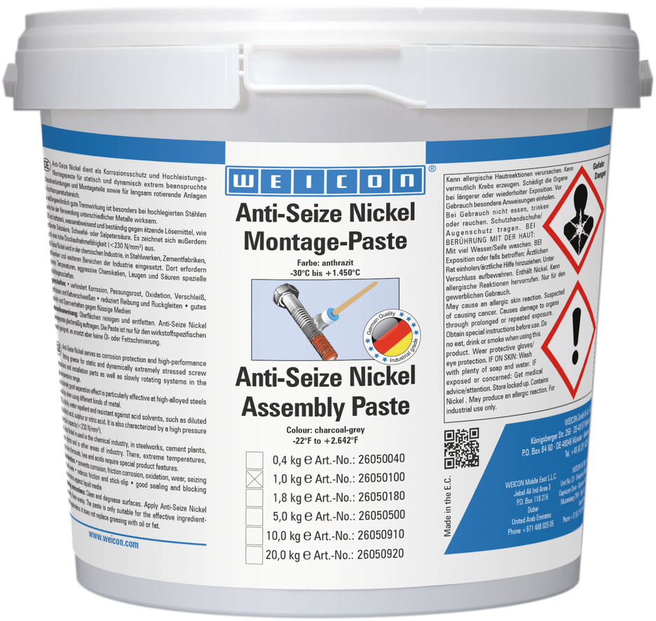 Pasta de Montagem Anti-Seize Níquel | lubricant and release agent paste, high-temperature-resistant