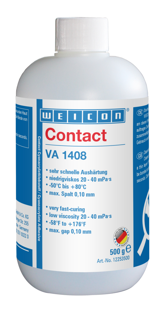 Adesivo Cianoacrilato WEICON Contato VA 1408 | adesivo instantâneo resistente à humidade com viscosidade baixa