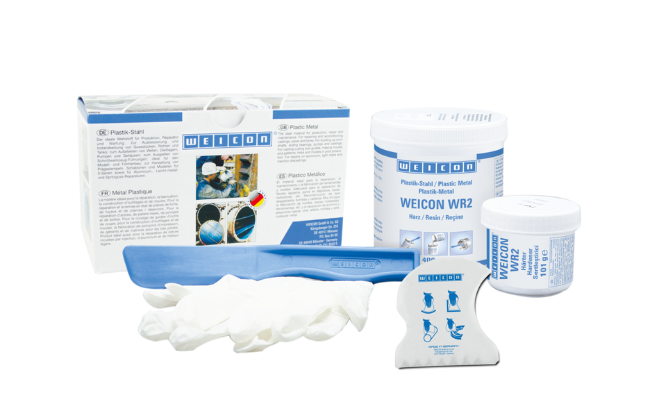 WEICON WR2 | sistema de resina epóxi com carga mineral para reparações e compensação de lacunas