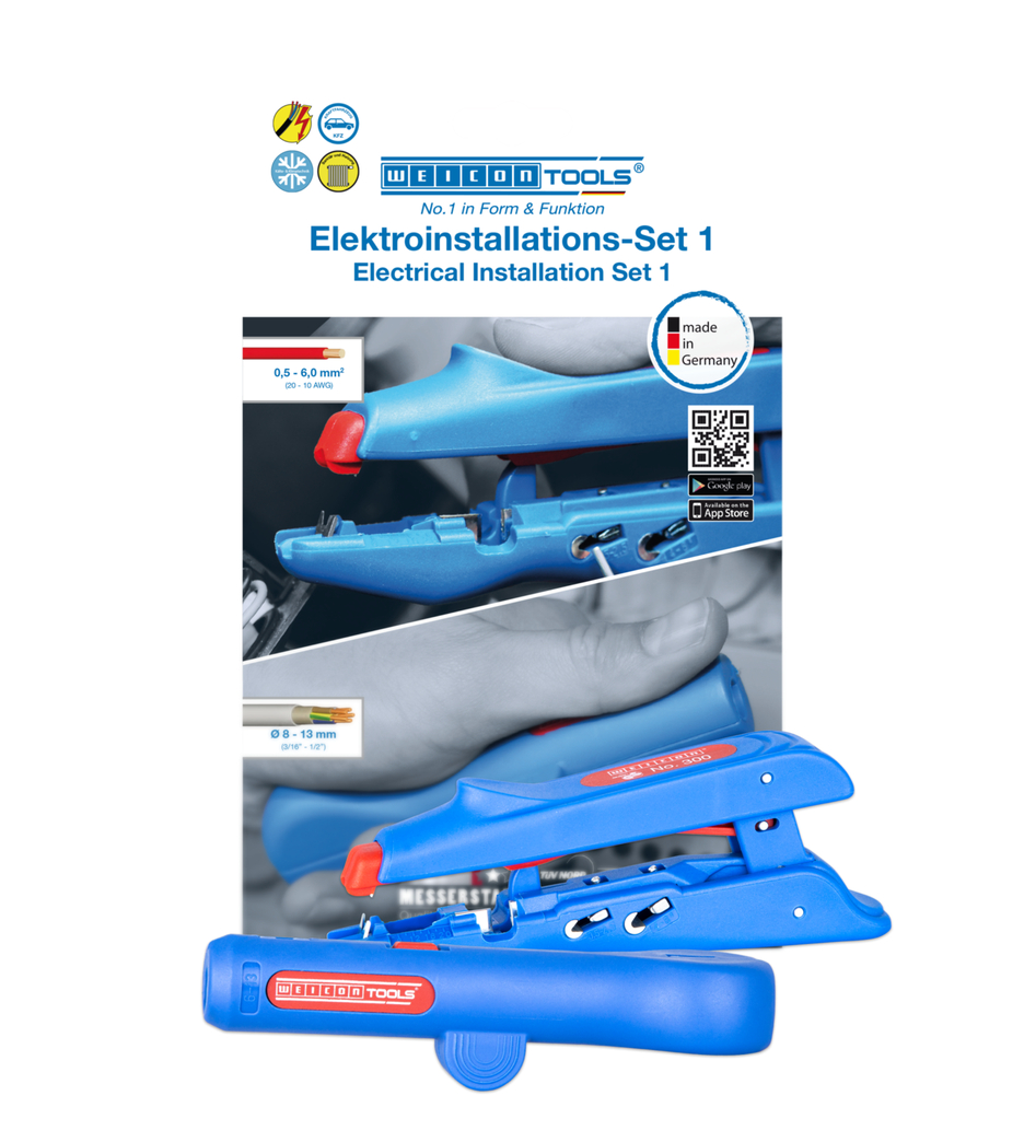 '' | 2-piece stripping set incl. crimping tool and round cable stripper