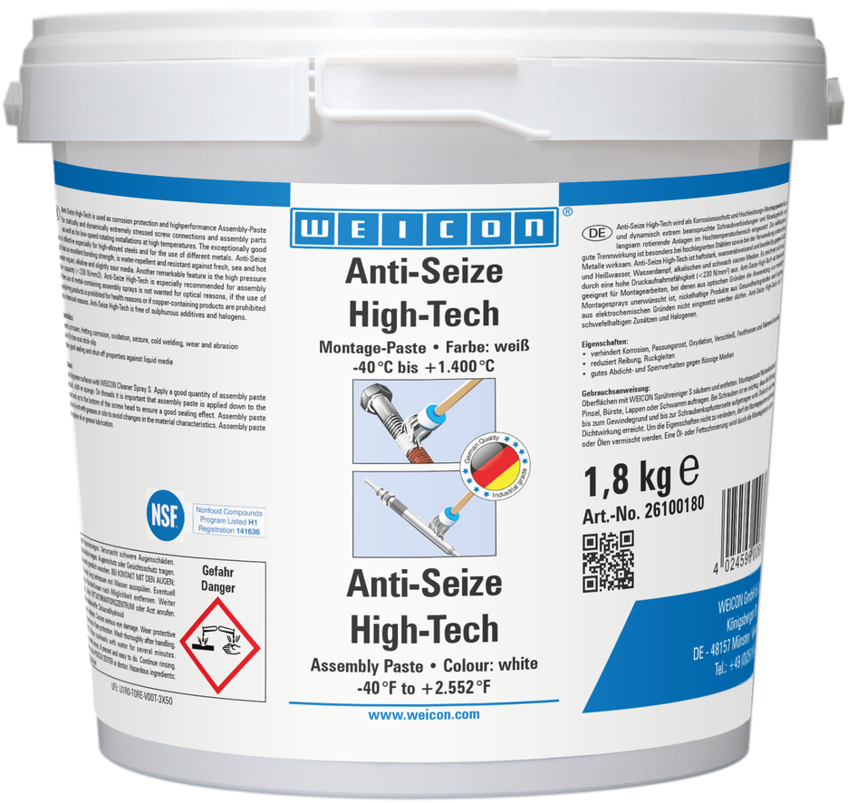 Pasta de Montagem Anti-Seize High-Tech | pasta lubrificante e desmoldante sem metal
