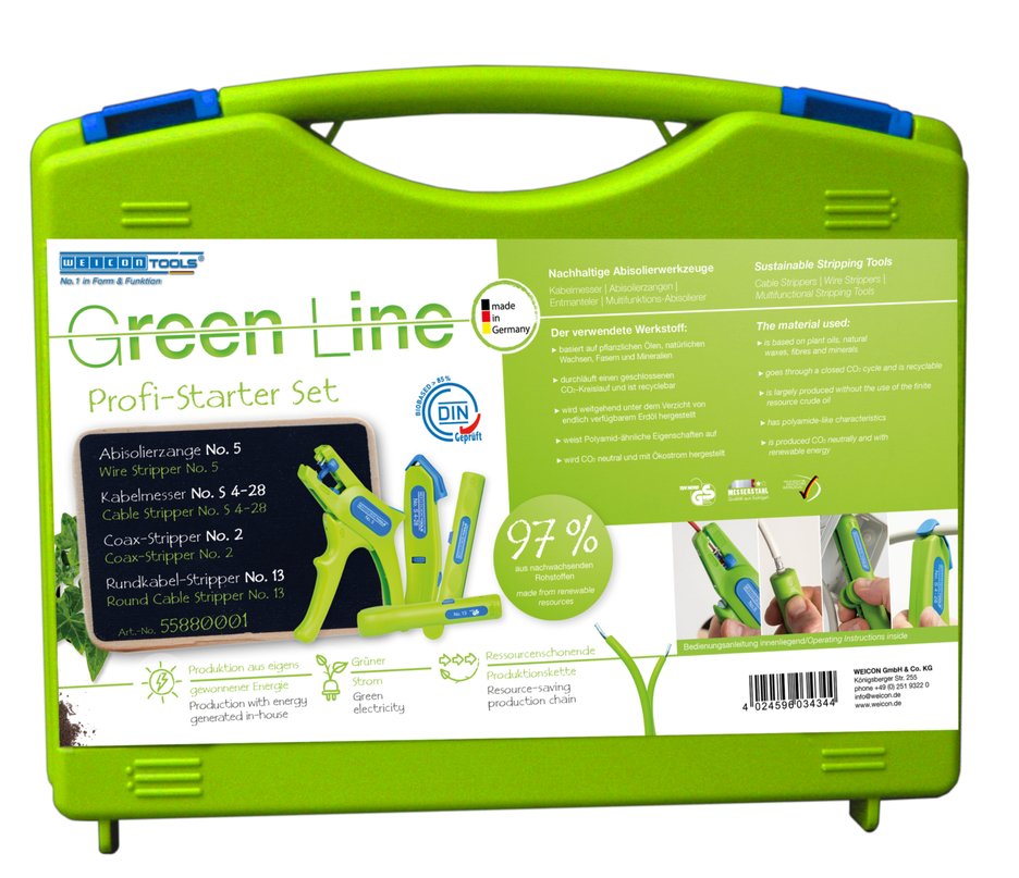 Conjunto inicial Pro Green Line | ferramentas de descarne sustentáveis I conjunto de descarne de 4 peças para instalações domésticas
