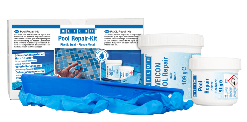 Kit para Reparação de Piscinas WEICON | trabalhos rápidos de reparação mesmo debaixo de água