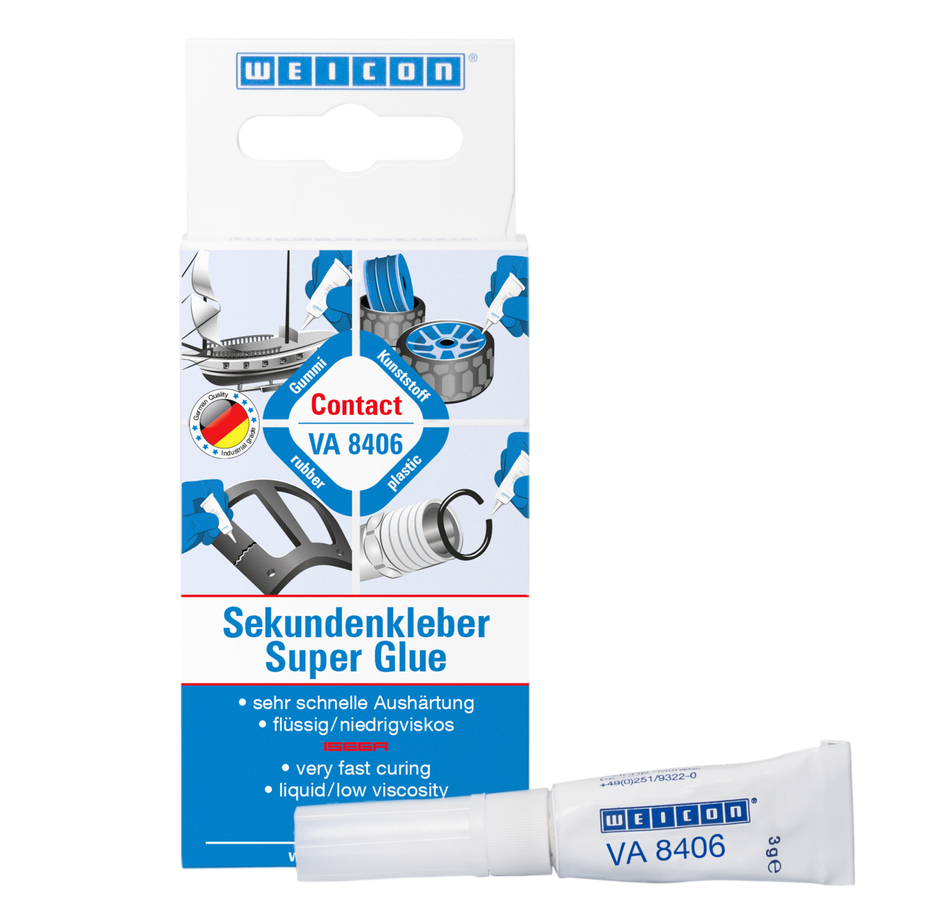 Adesivo Cianoacrilato WEICON Contato VA 8406 | adesivo instantâneo para uma fixação e colagem rápida Adesivo Cianoacrilato WEICON Contato VA 8406 | adesivo instantâneo para uma fixação e colagem rápida