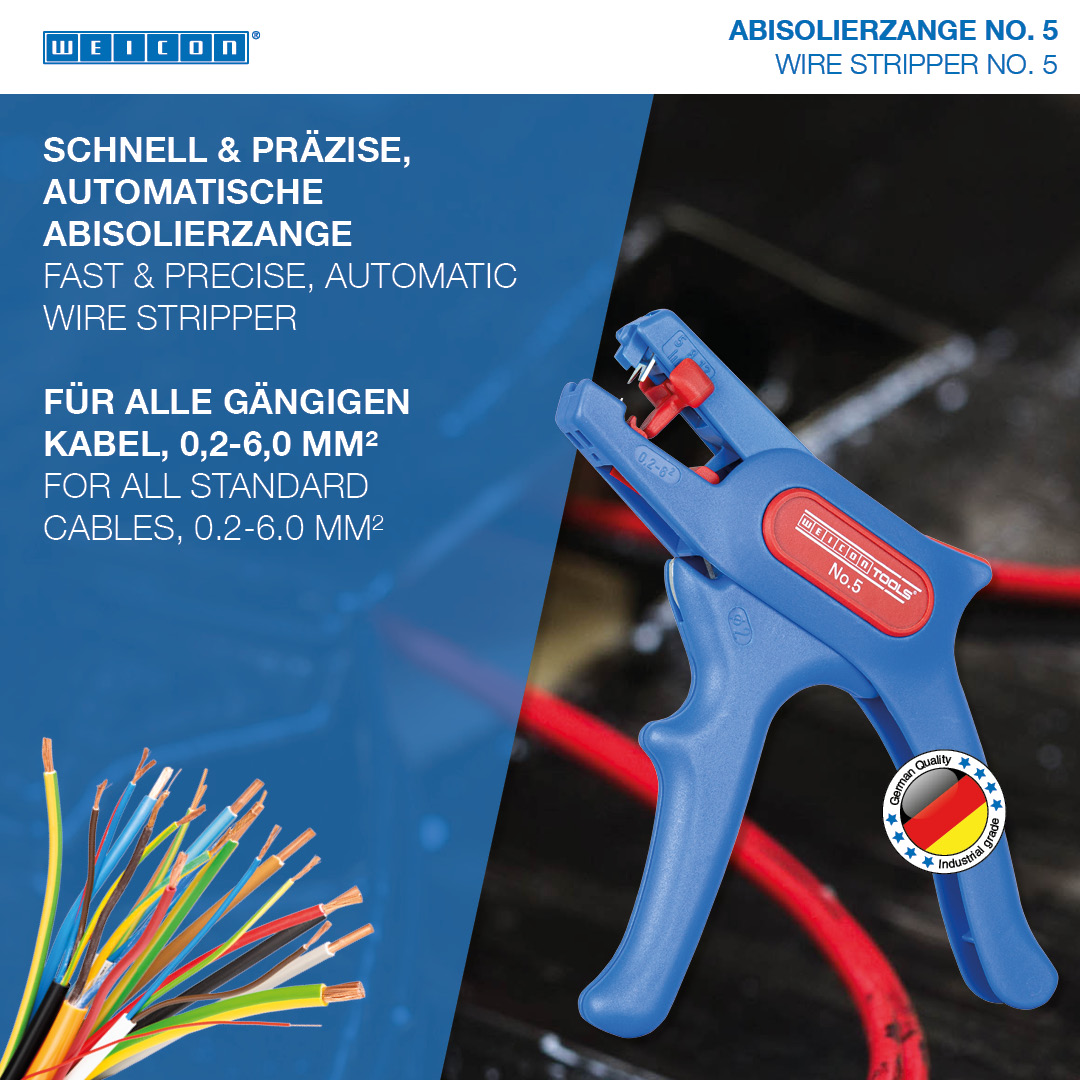 Descarnador de Isolamentos Nº 5 | para todos os condutores trançados e sólidos comuns I intervalo de trabalho 0,2 - 6,0 mm²