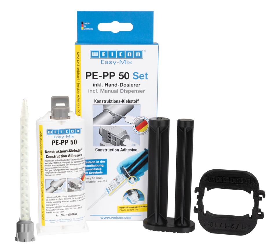 Adesivo Acrílico Estrutural Easy-Mix PE-PP 50 | adesivo de construção à base de acrilato de metilo para plásticos especiais