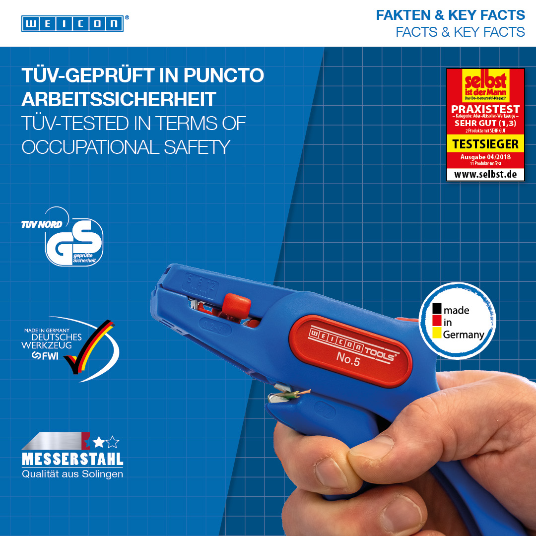 Descarnador de Isolamentos Nº 5 | para todos os condutores trançados e sólidos comuns I intervalo de trabalho 0,2 - 6,0 mm²